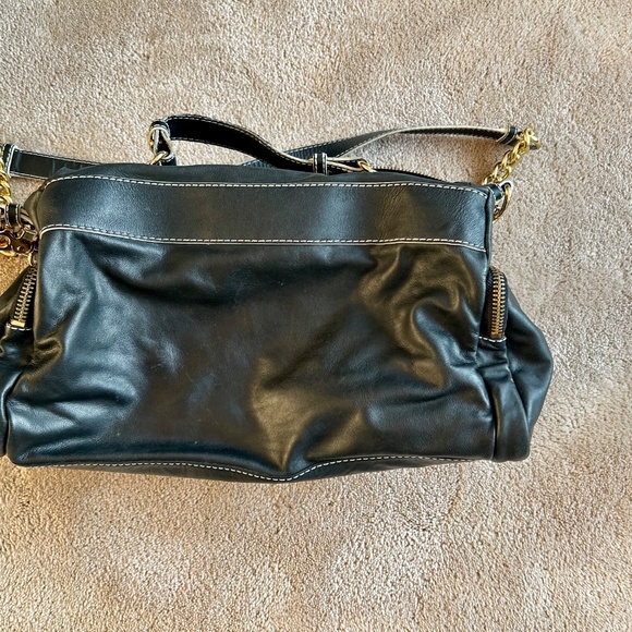 Badgley Mischka Black Leather Purse with Gold Hardware - Picture 7 of 9